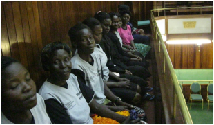 Members of the Women's Advocacy Network visit the Ugandan Parliament on 3 April 2014 to witness a motion tabled by Gulu MP Hon. Ronald Reagan Okumu urging legislators to intervene and address issues affecting persons, particularly women and girls, who were affected by the LRA conflict in northern Uganda.